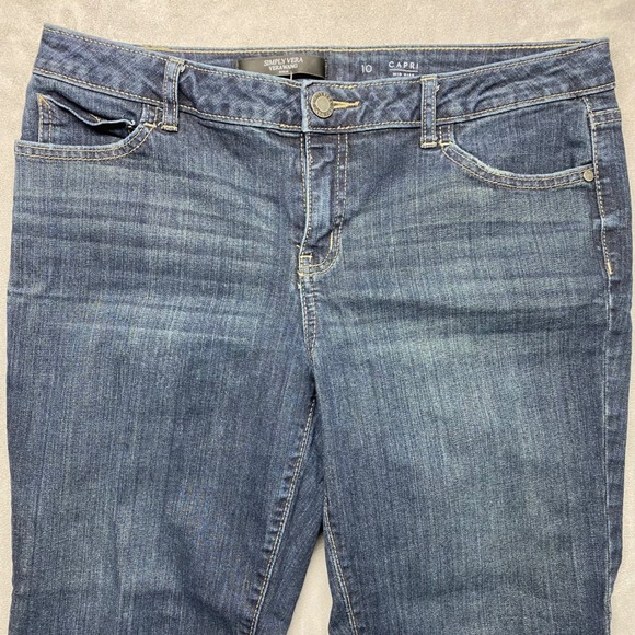 Simply Vera Vera Wang Denim Capri Mid Rise Jeans Size 10 Dark Wash - Picture 11 of 16